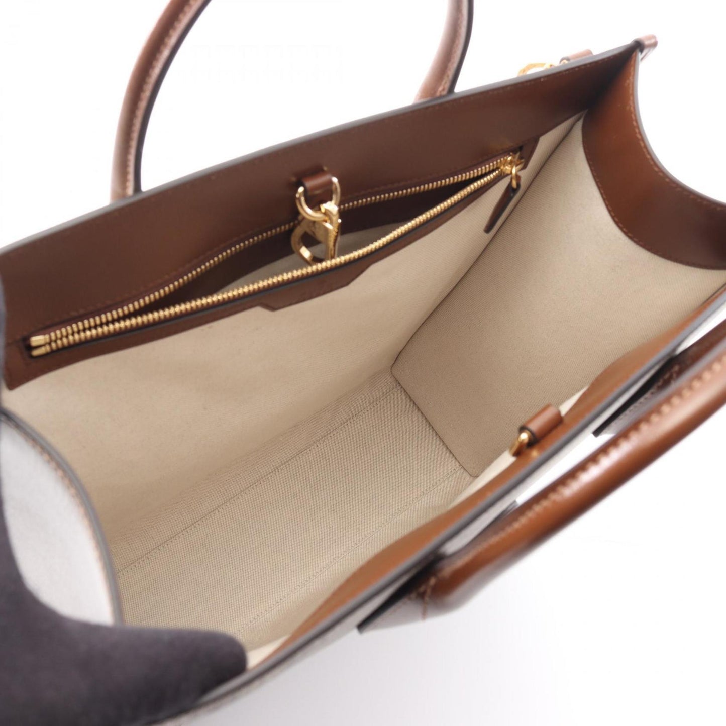 Gucci Beige Brown Coated Canvas Tote Bag