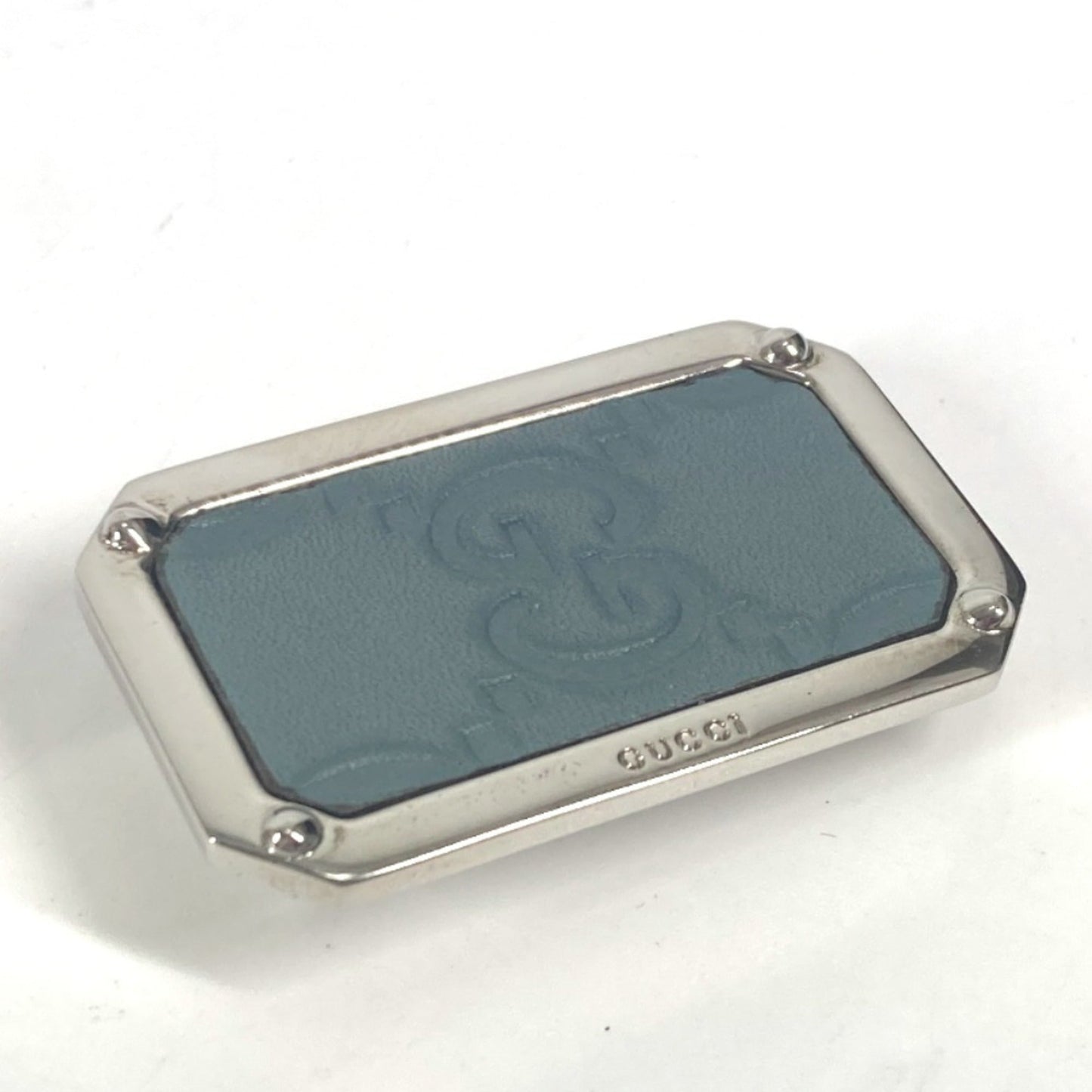 Gucci Blue Silver Gg Leather Money Clip