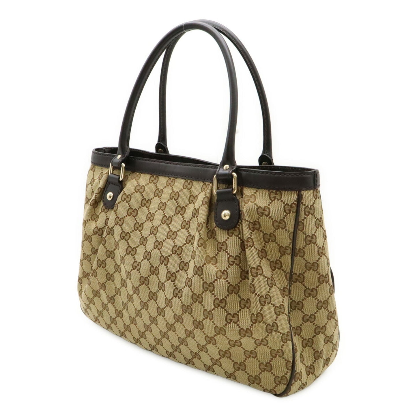 Gucci Gg Canvas Brown Khaki Gg Canvas Leather Shoulder Bag Tote Bag