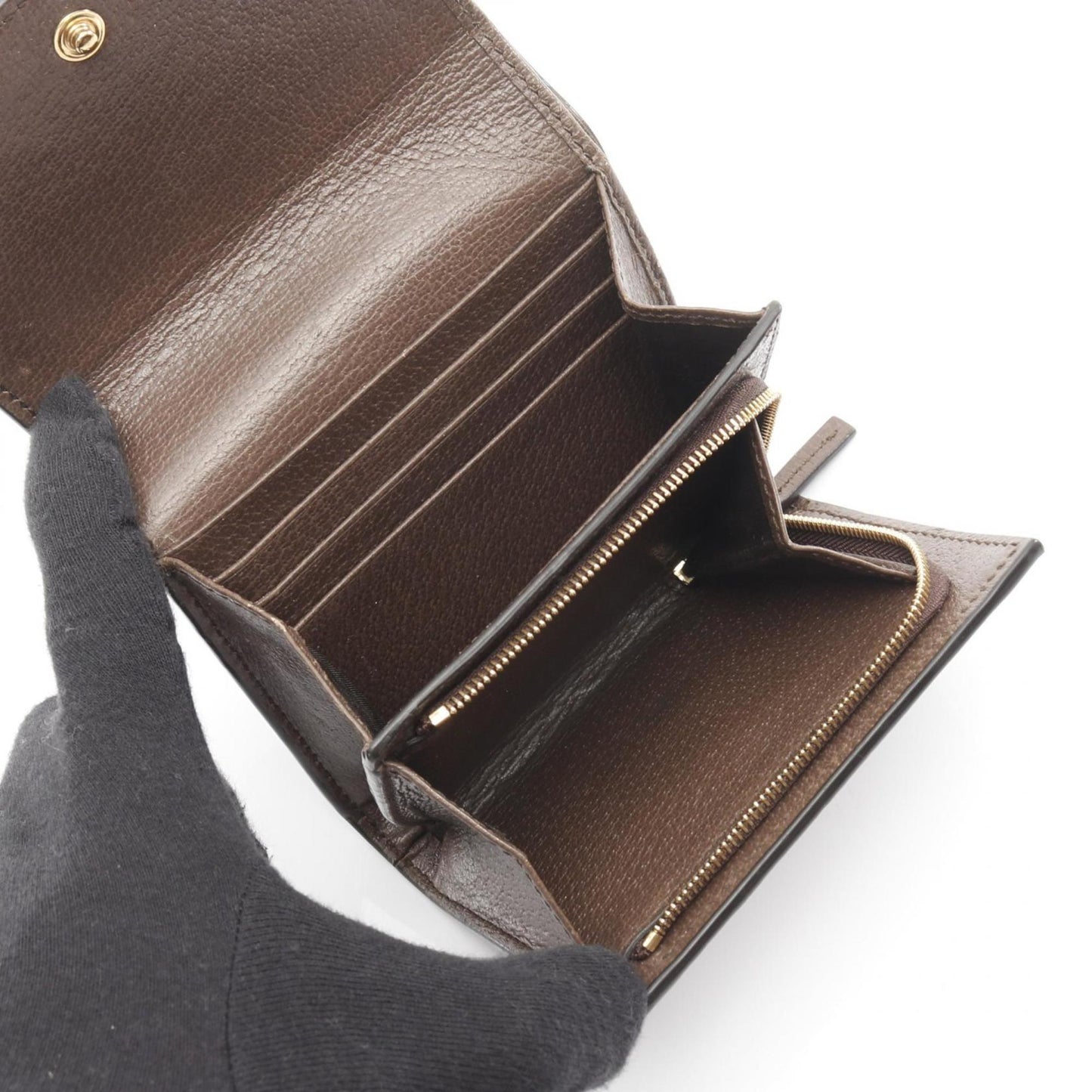 Gucci Beige Brown Multi-Color Leather Coated Canvas Wallet (Bi-Fold)