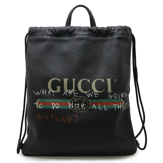 Gucci Black Green Red Color Leather Backpack