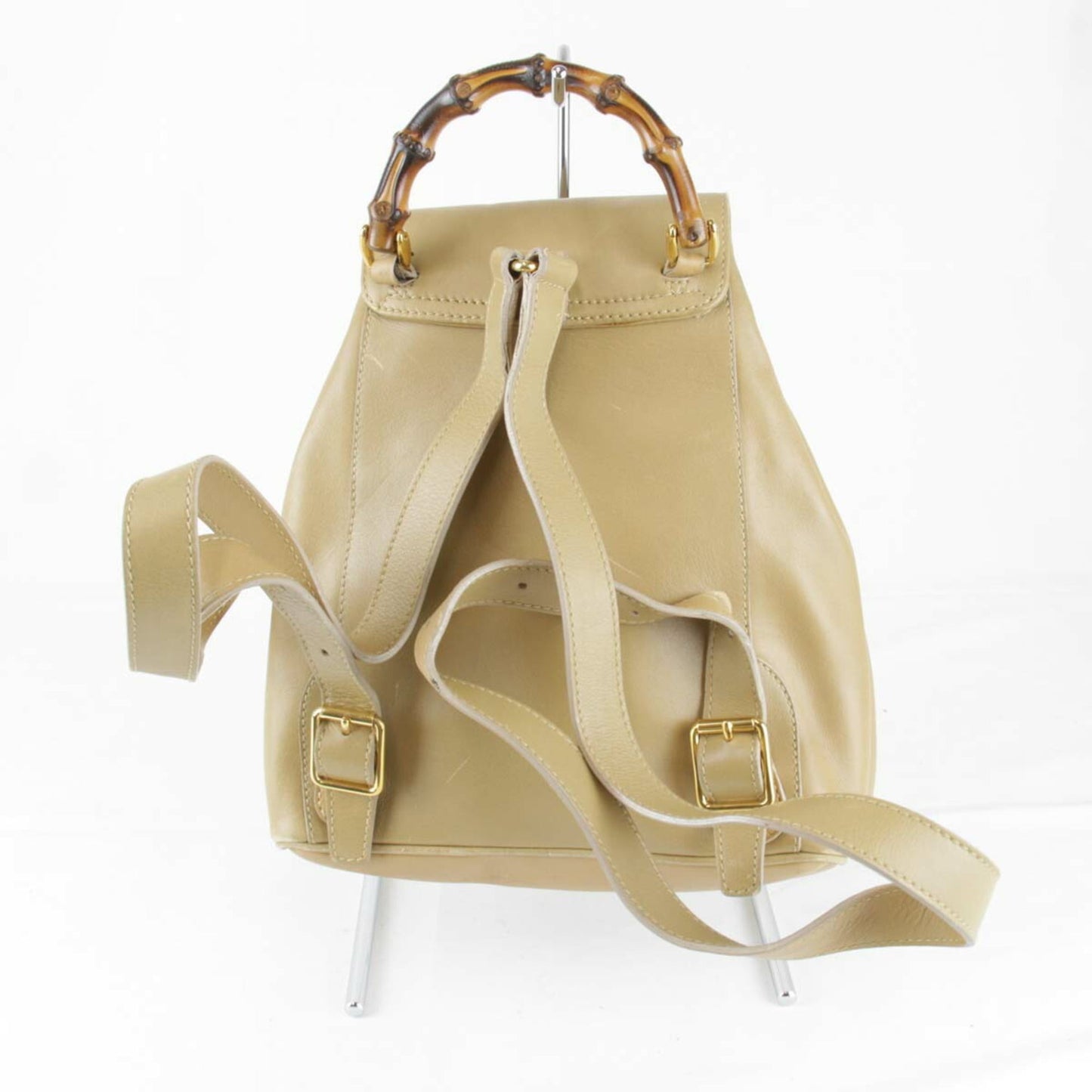 Gucci Bamboo Beige Leather Backpack