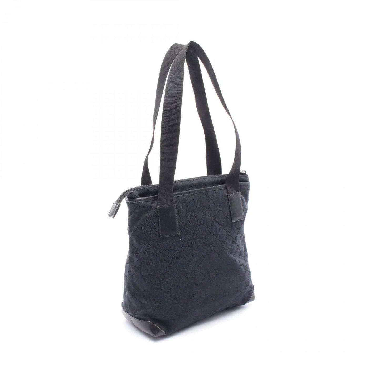 Gucci Black Canvas Leather Tote Bag