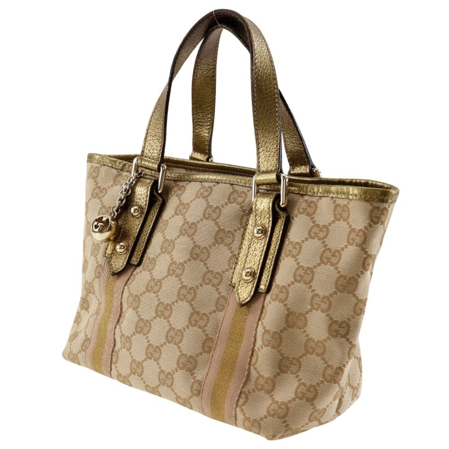 Gucci Brown Gg Canvas Leather Handbag