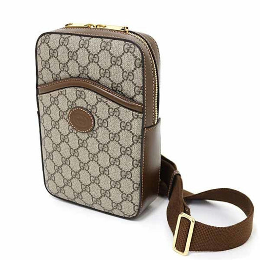 Gucci Beige Brown Gg Supreme Leather Sling Bag