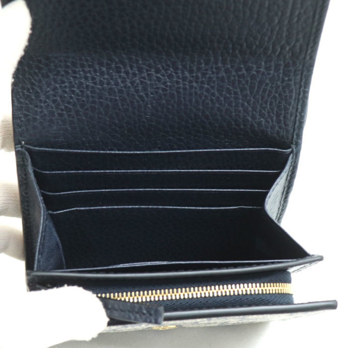 Gucci Navy Leather Gg Supreme Wallet (Bi-Fold)