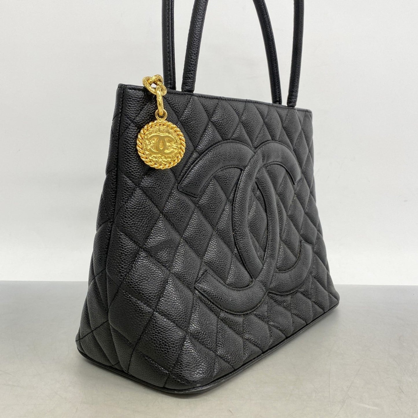 Chanel Black Grained Calfskin Tote Bag