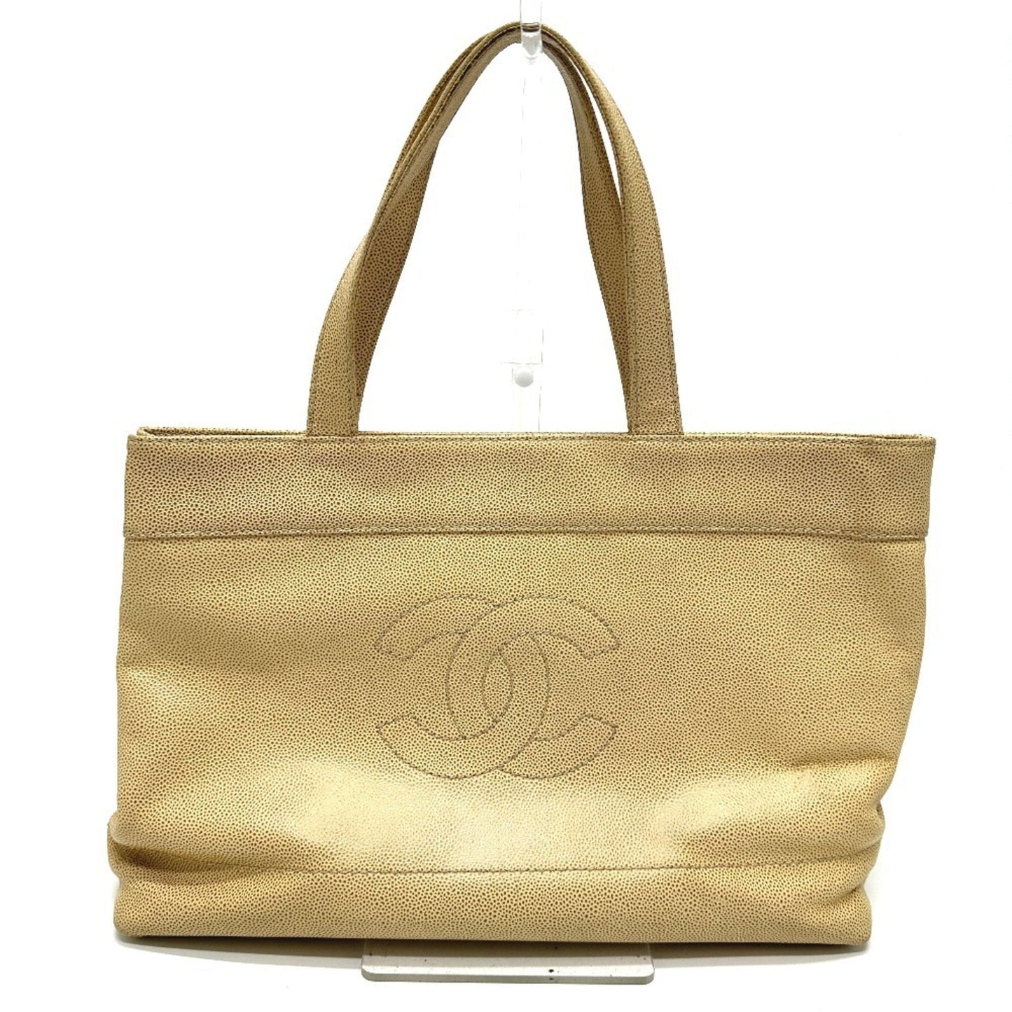 Chanel Beige Grained Calfskin Shoulder Bag Tote Bag
