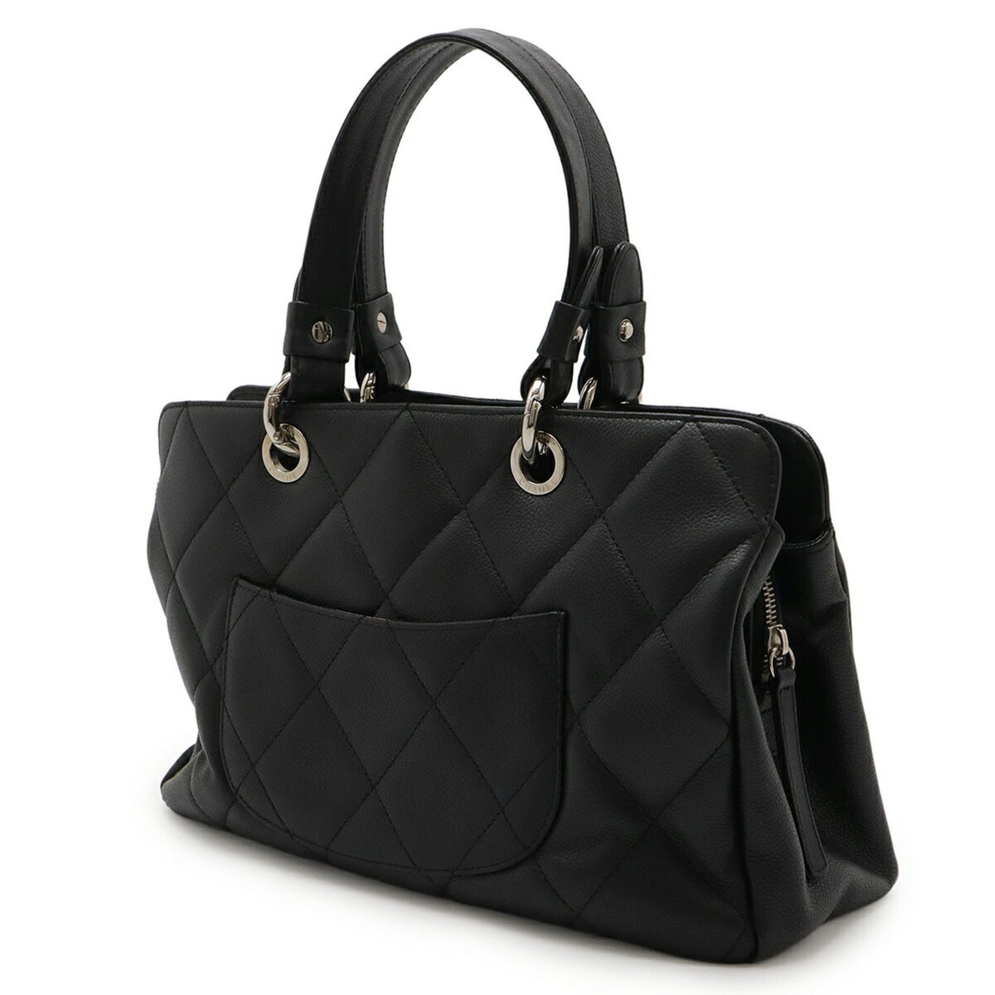 Chanel Black Grained Calfskin Handbag Tote Bag
