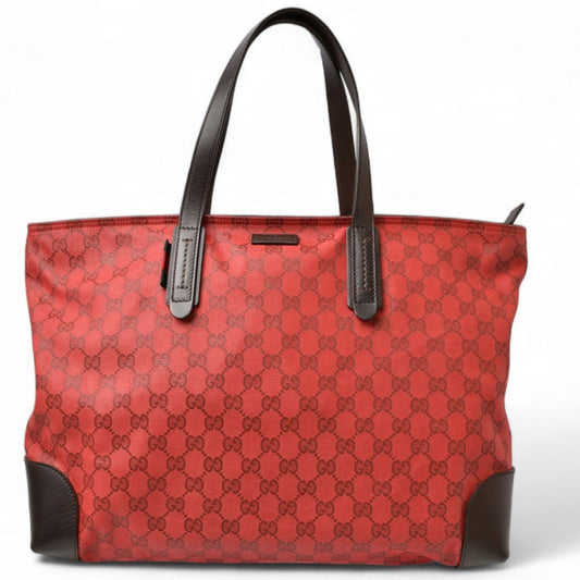 Gucci Dark Red Red Color Coated Canvas Shoulder Bag Tote Bag