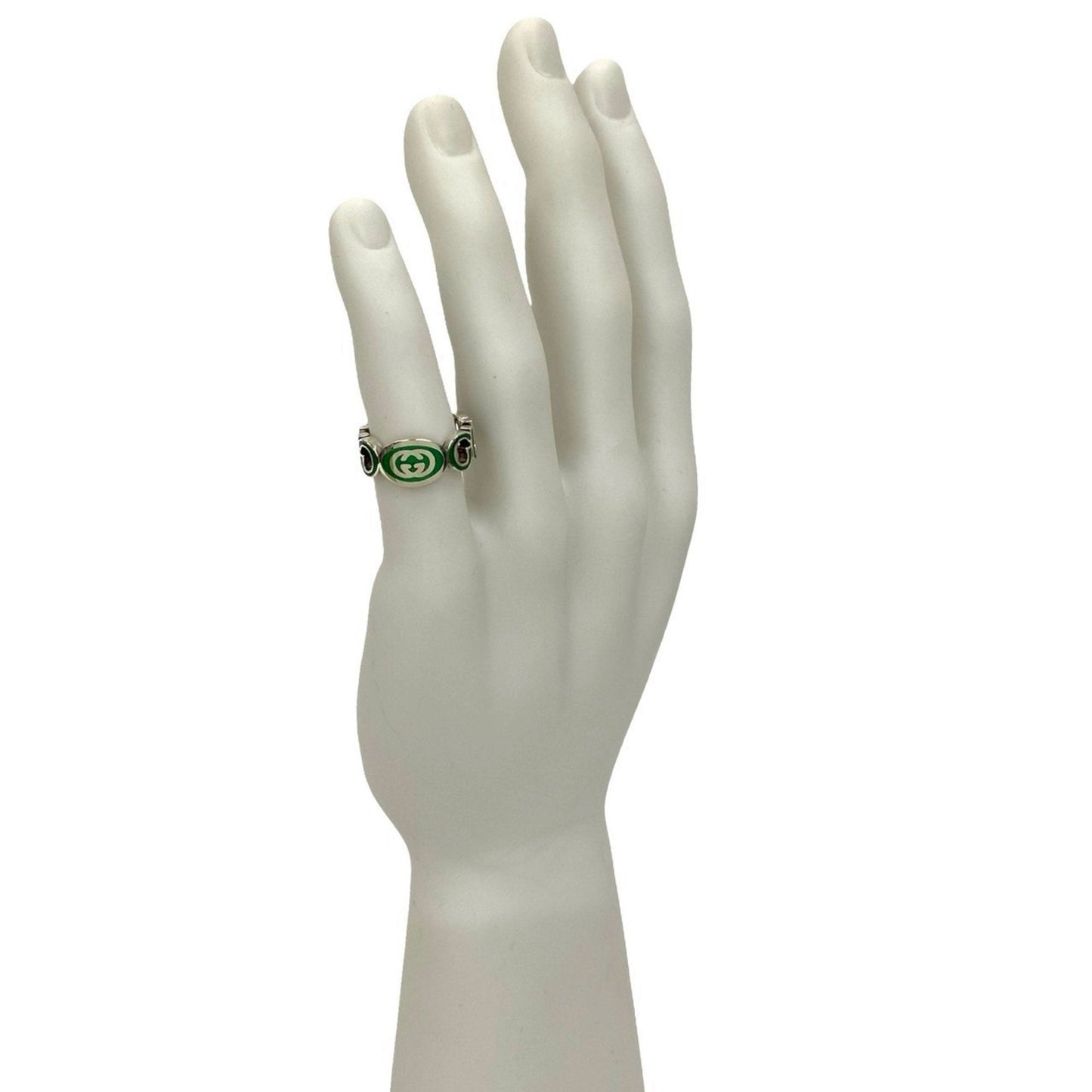 Gucci Silver Green Silver 925 Band Ring