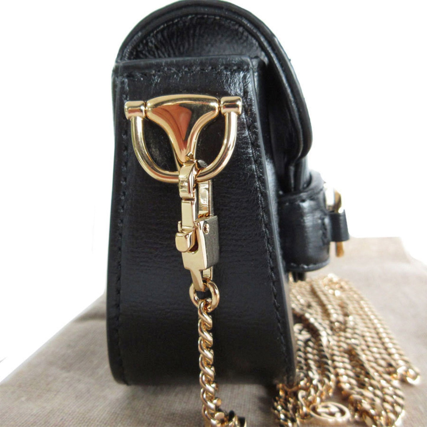 Gucci Black Metal Leather Pochette Shoulder Bag