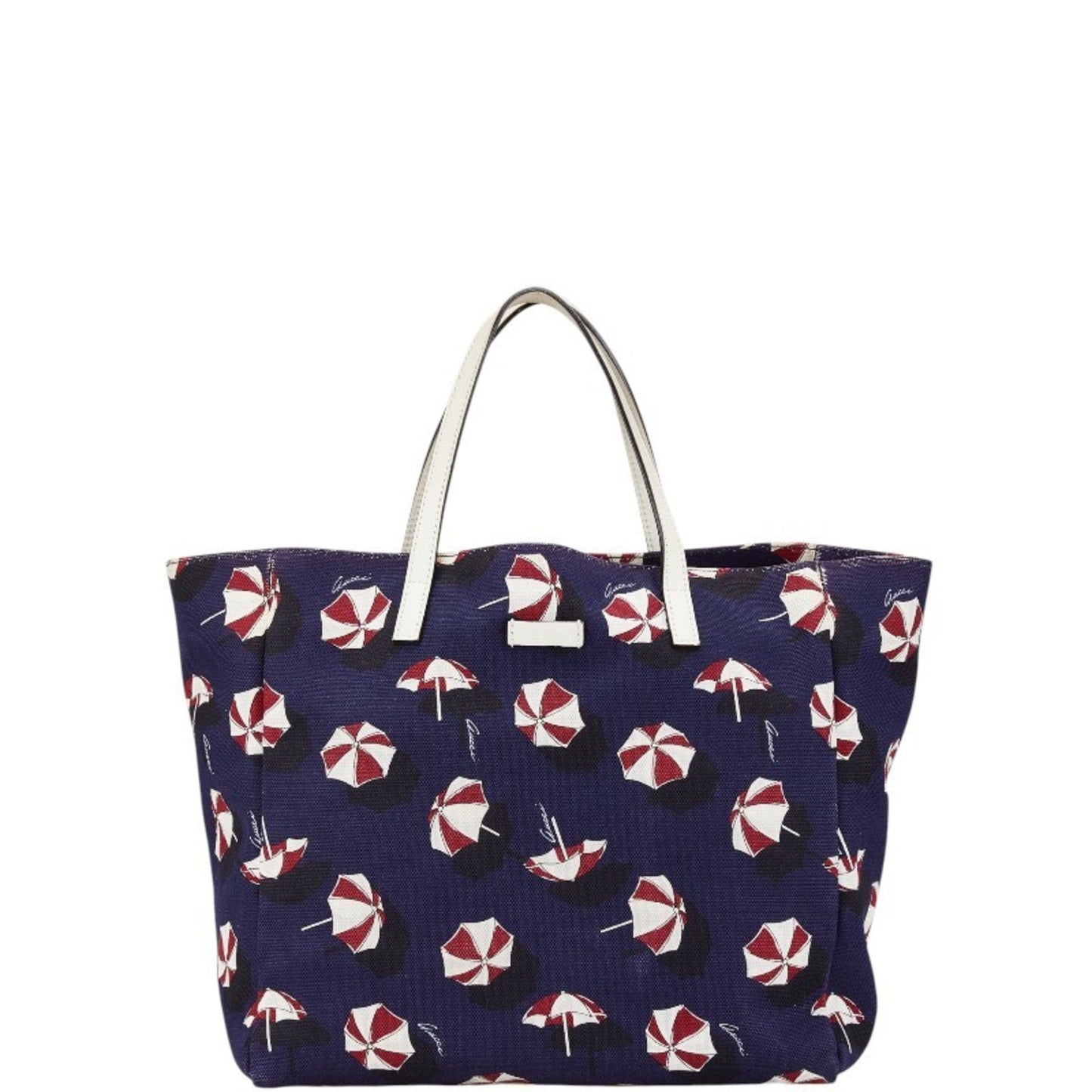 Gucci Multi-Color Navy Canvas Leather Handbag Tote Bag