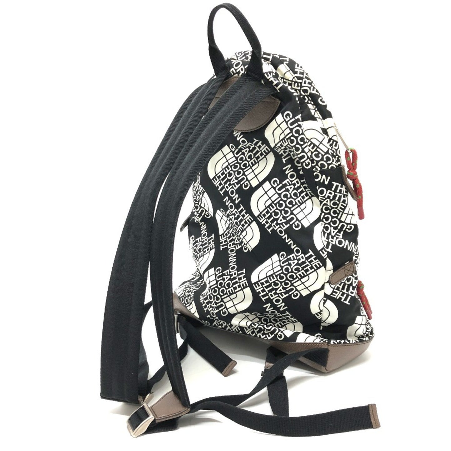 Gucci Black Brown White Nylon Leather Backpack
