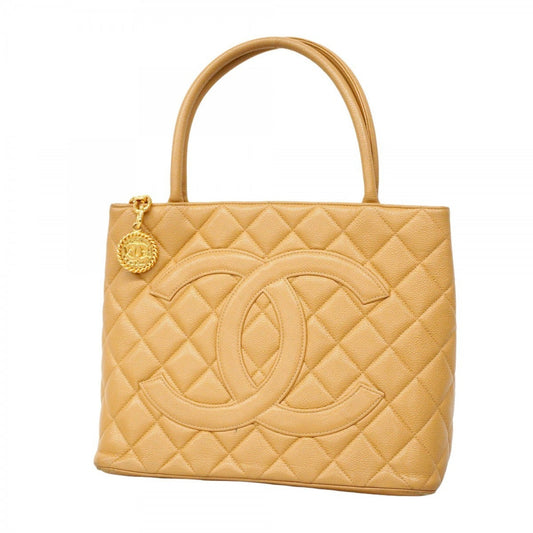 Chanel Beige Grained Calfskin Tote Bag