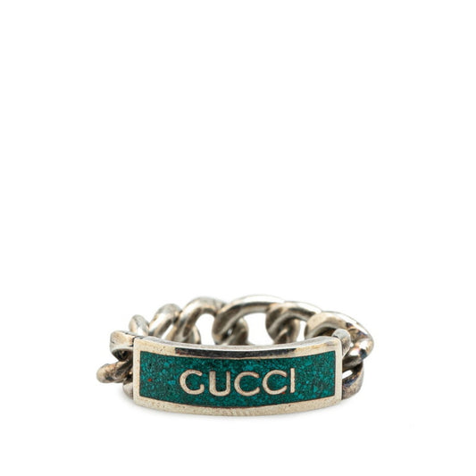 Gucci Turquoise Enamel Silver 925 Band Ring