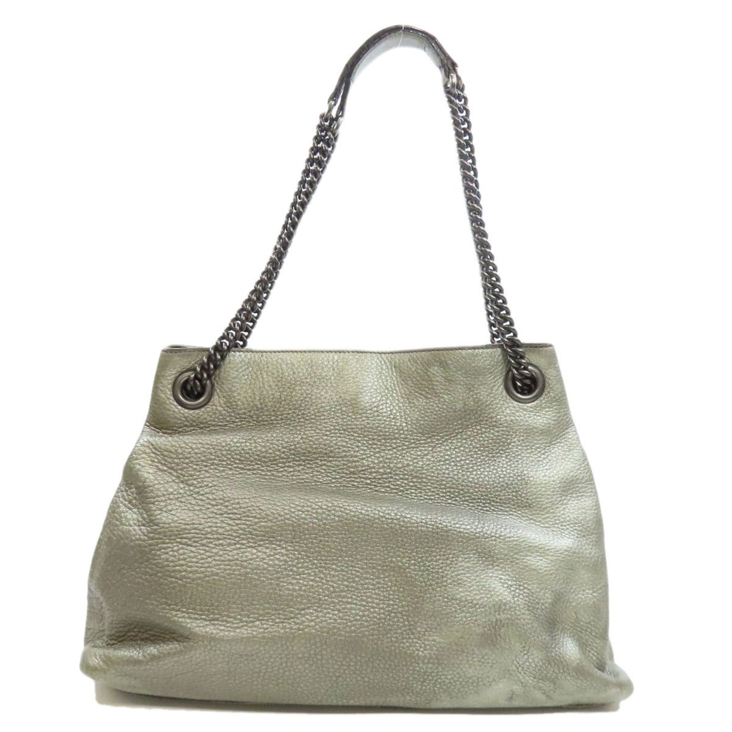 Gucci Silver Leather Tote Bag