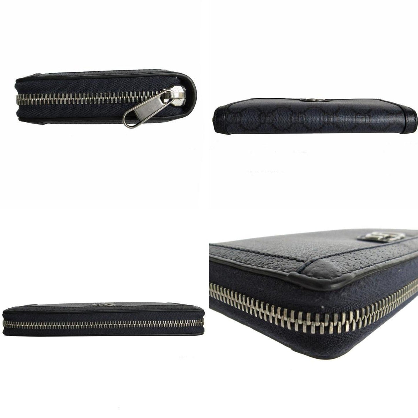 Gucci Navy Gg Supreme Long Wallet (Bi-Fold)
