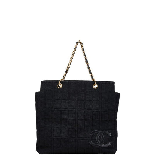 Chanel Black Canvas Leather Tote Bag