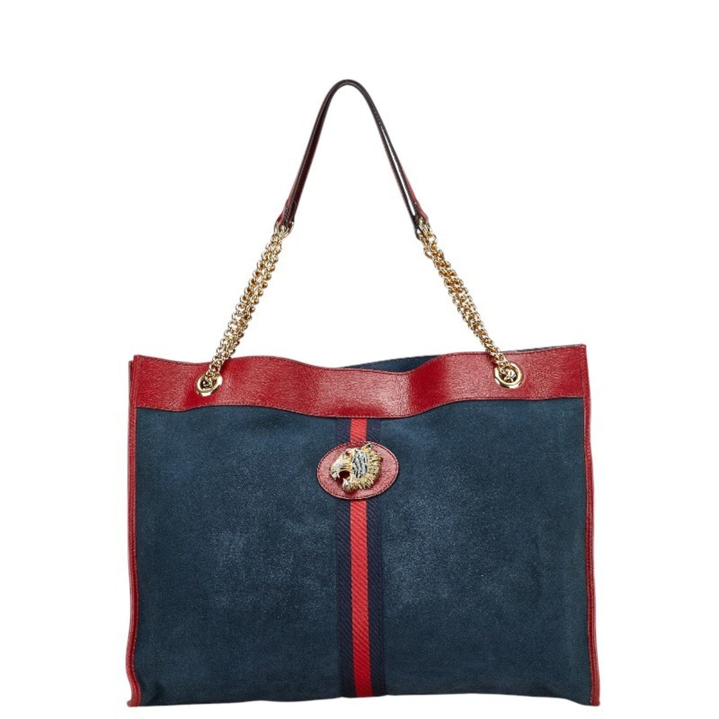 Gucci Sherry Line Navy Red Color Leather Suede Pouch Shoulder Bag Tote Bag