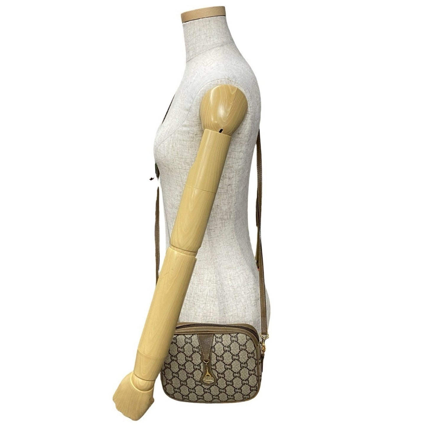 Gucci Brown Leather Pvc Pochette Shoulder Bag