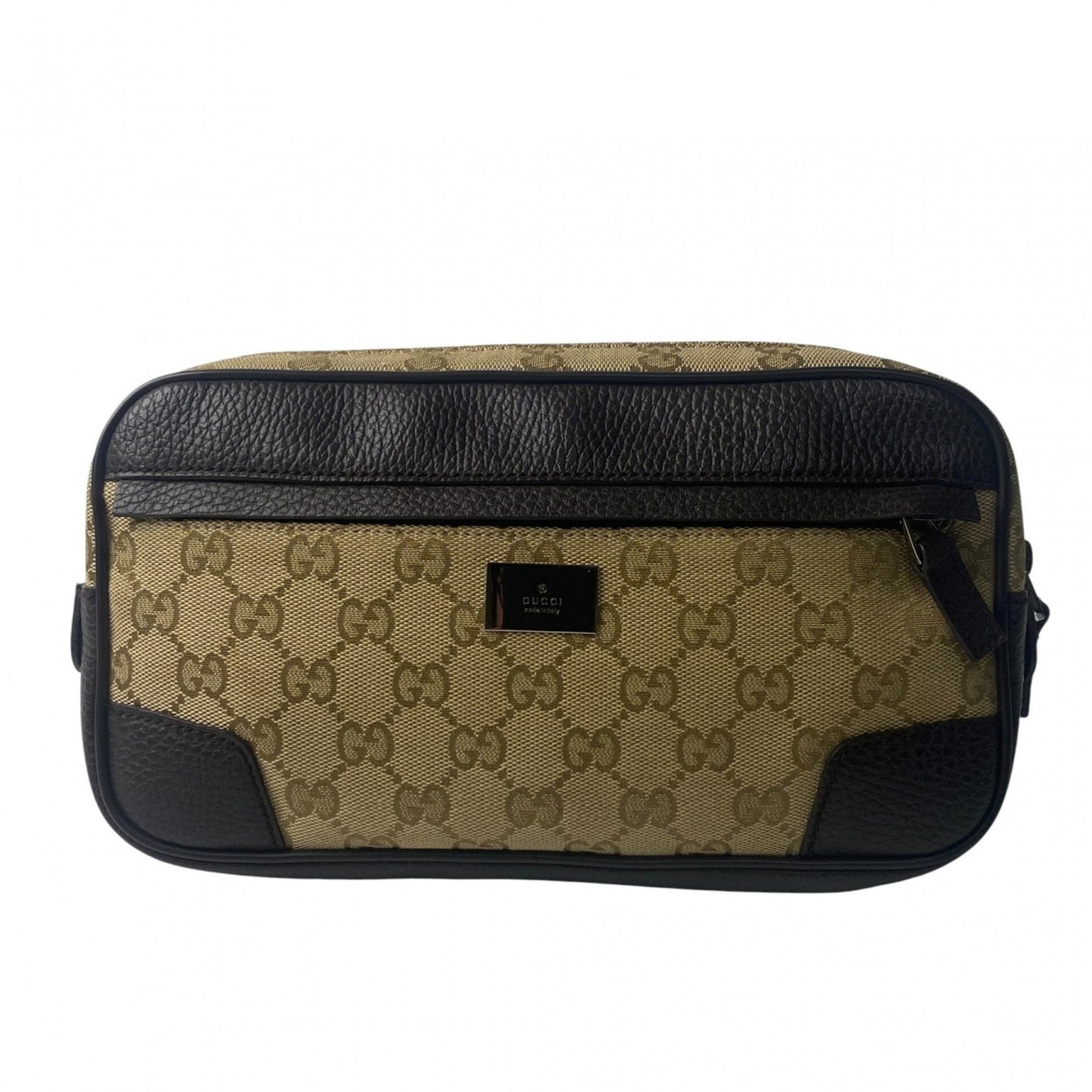 Gucci Brown Canvas Leather Pouch Sling Bag