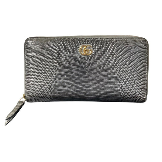 Gucci Gold Silver Leather Long Wallet (Bi-Fold)