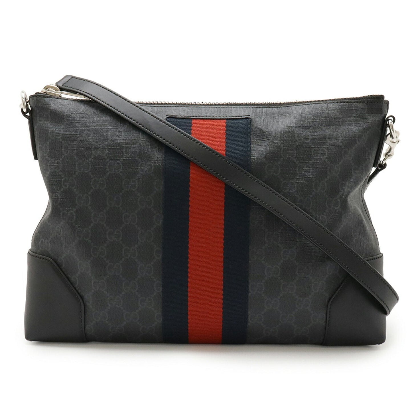 Gucci Black Gray Navy Red Color Gg Supreme Leather Clutch Bag Shoulder Bag