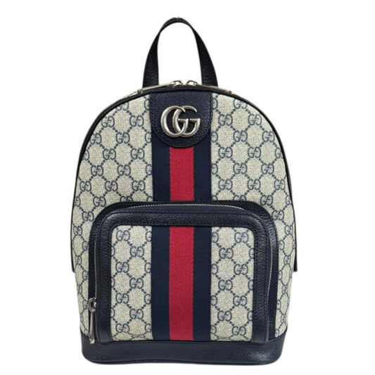 Gucci Beige Navy Gg Supreme Backpack