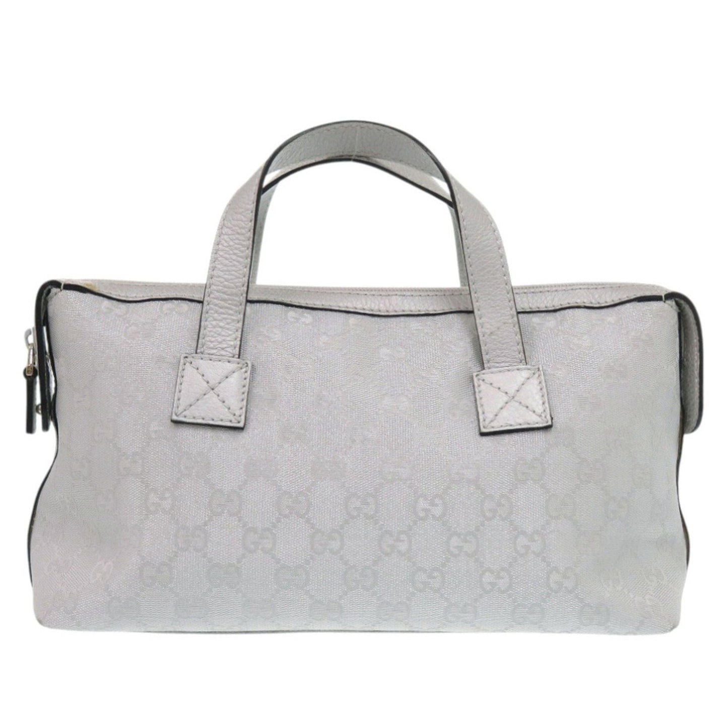 Gucci Gg Canvas Silver Gg Canvas Leather Handbag