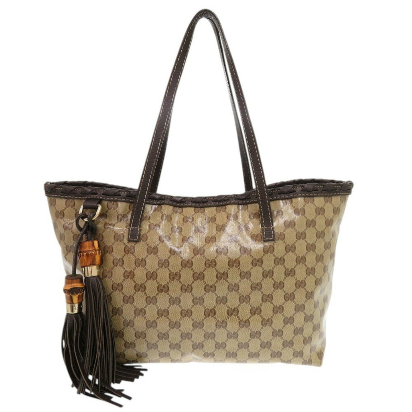 Gucci Beige Gg Crystal Leather Tote Bag