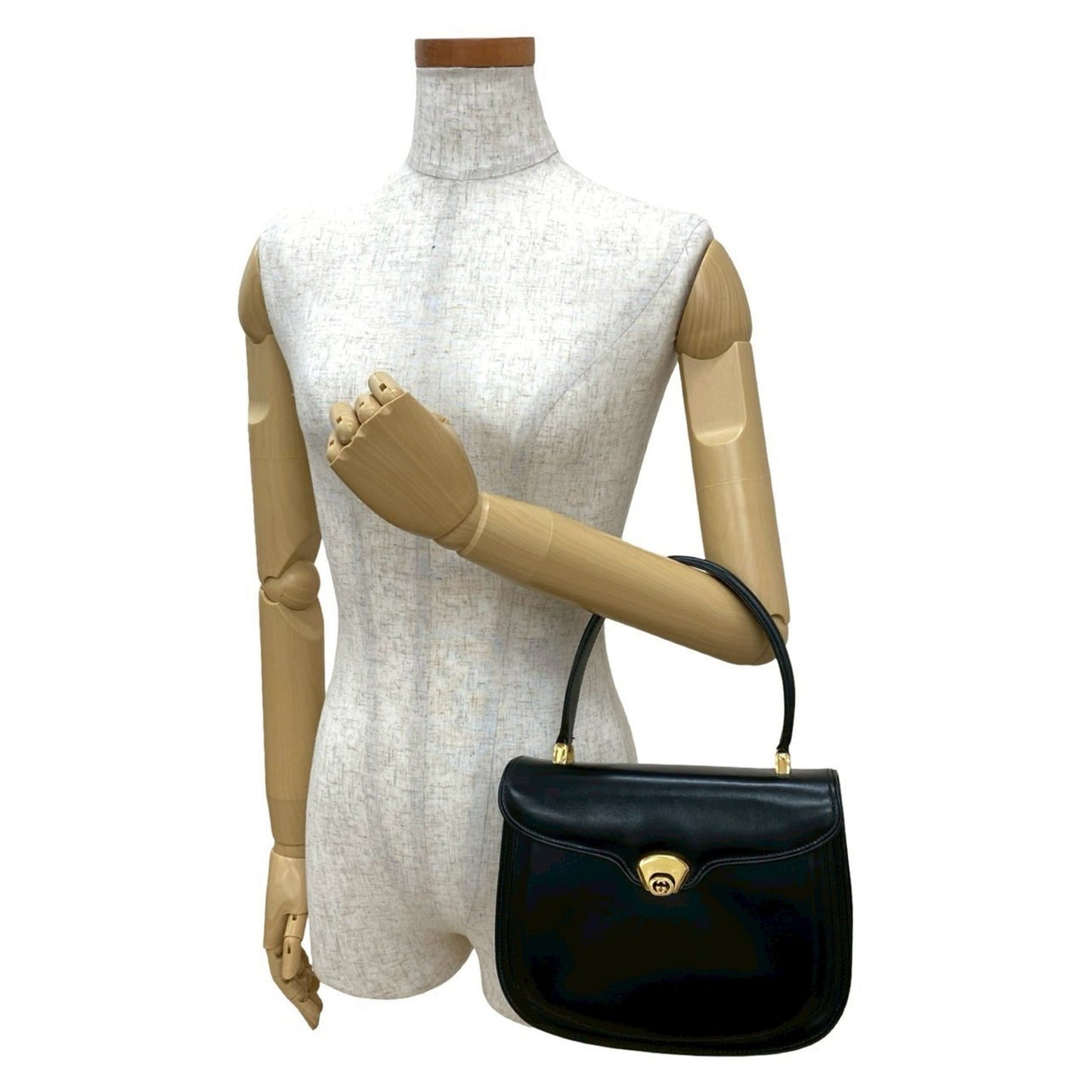 Gucci Black Leather Handbag Tote Bag