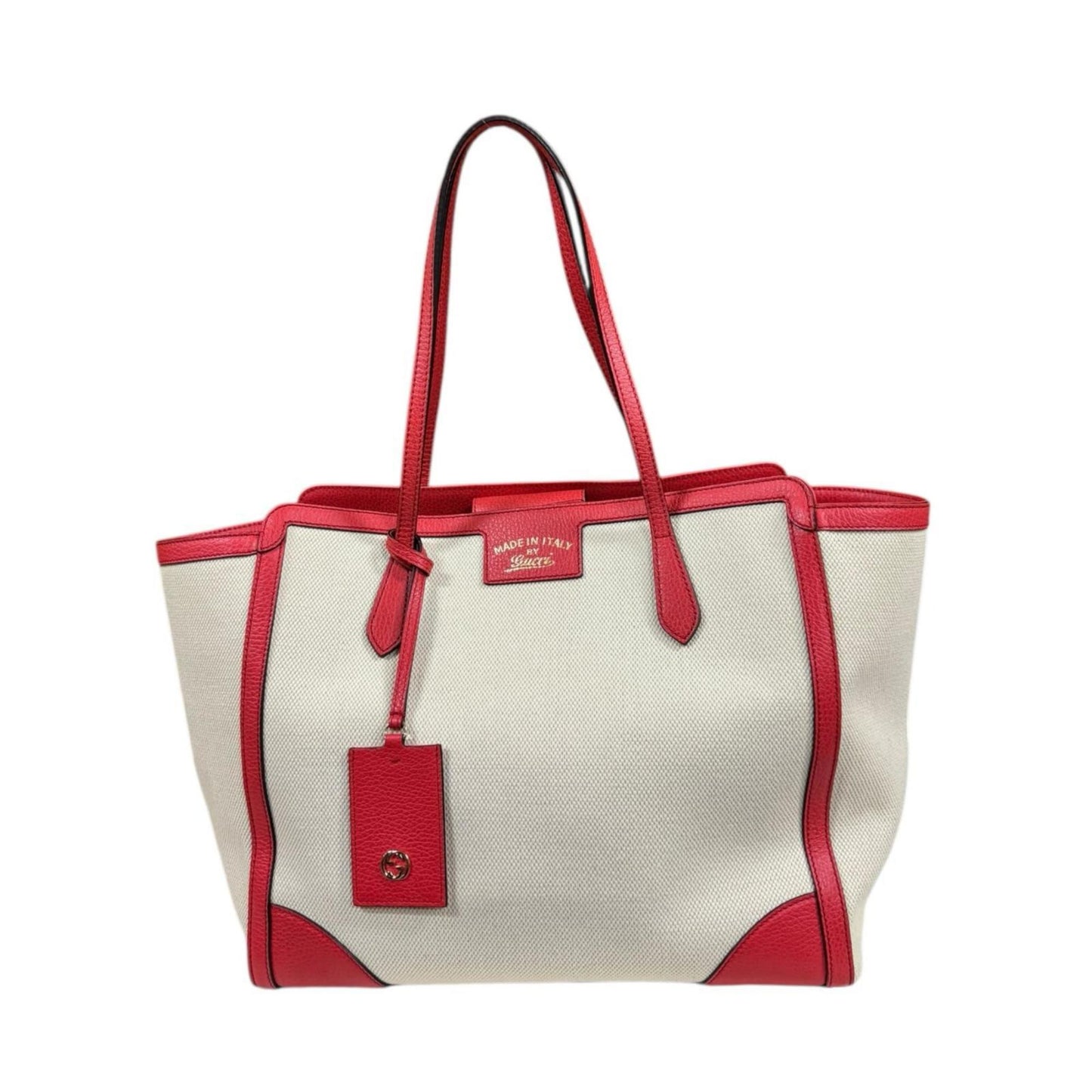 Gucci Gucci Swing Ivory Red Color Canvas Leather Tote Bag