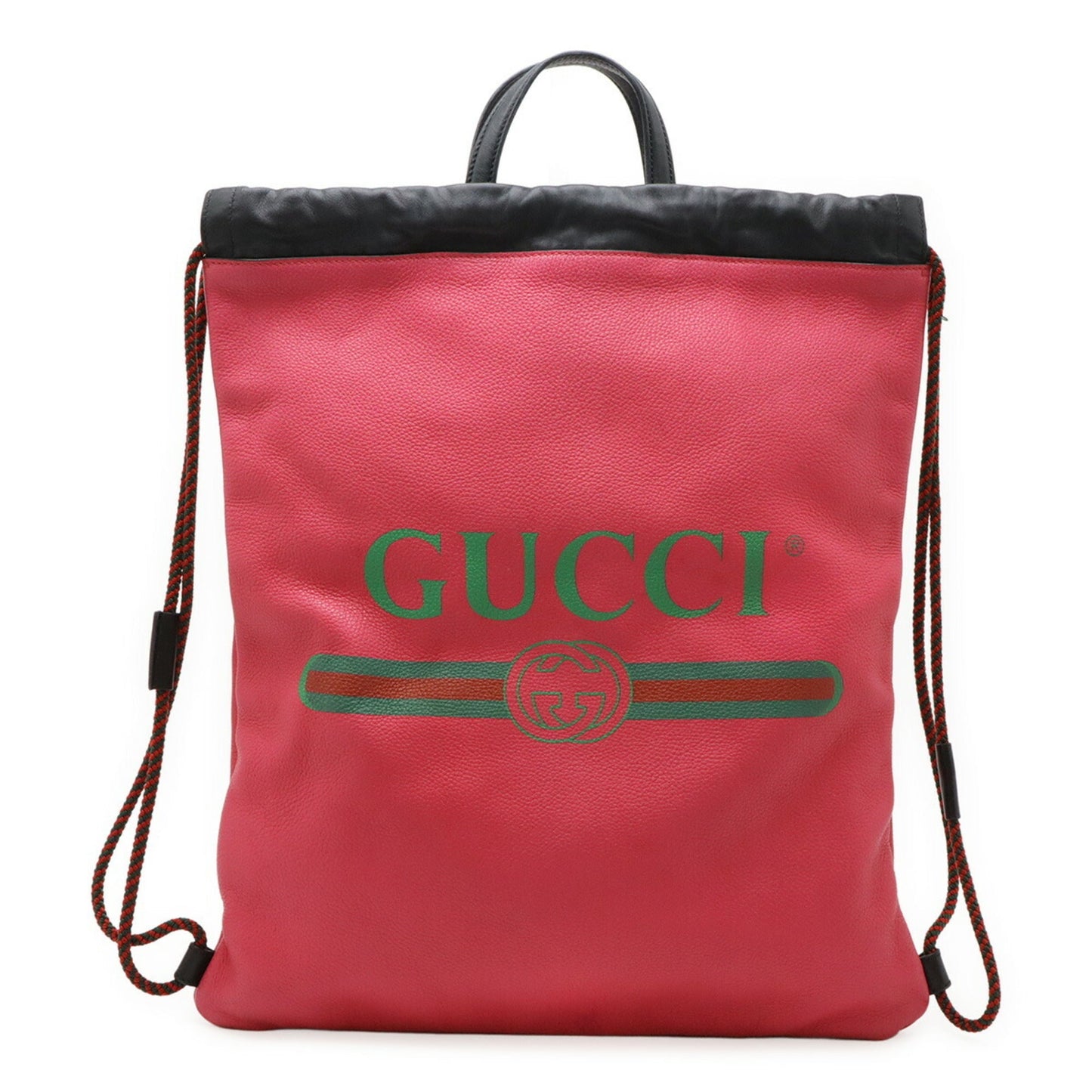 Gucci Green Pink Red Color Leather Backpack Tote Bag