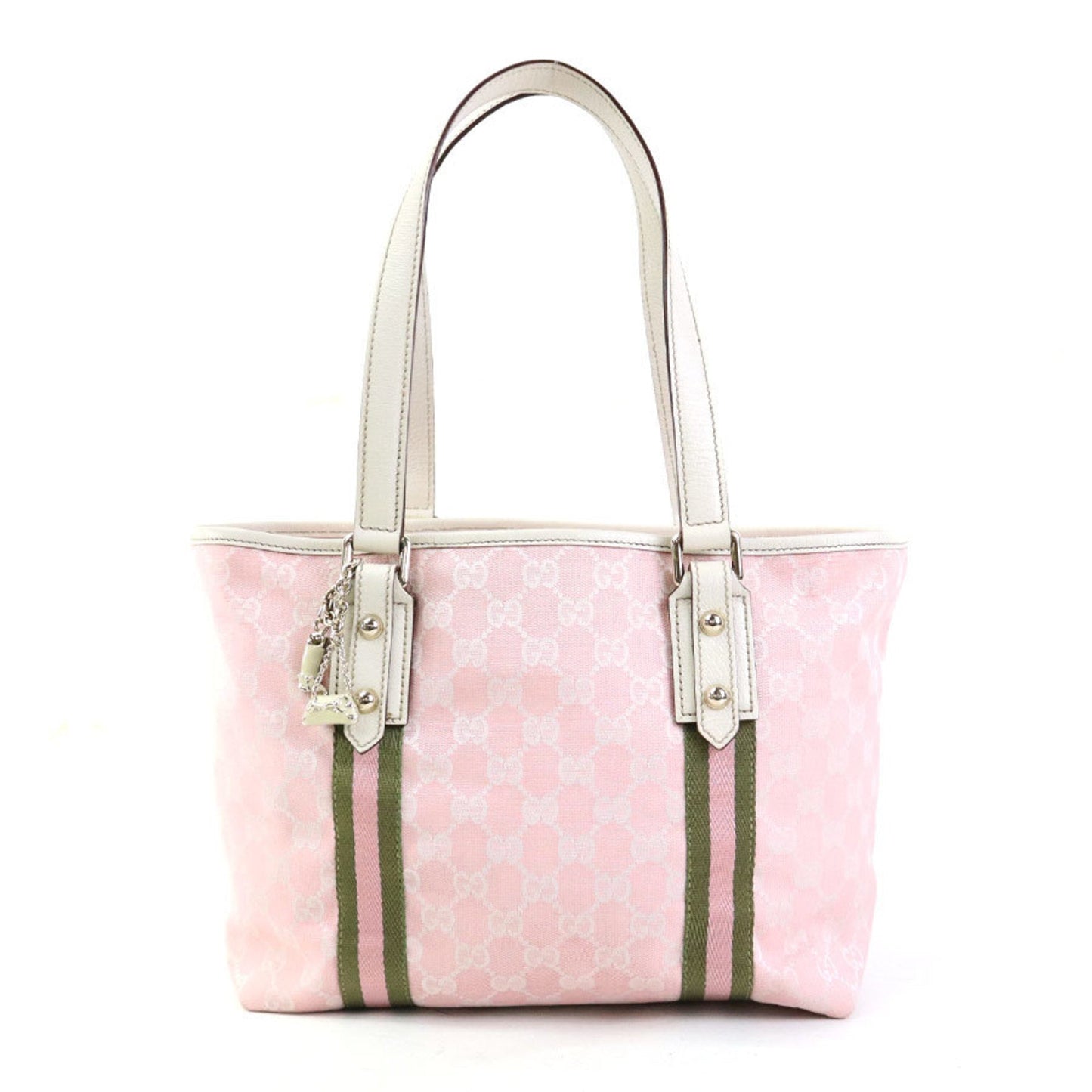 Gucci Khaki Off-White Pink Gg Canvas Leather Shoulder Bag Tote Bag