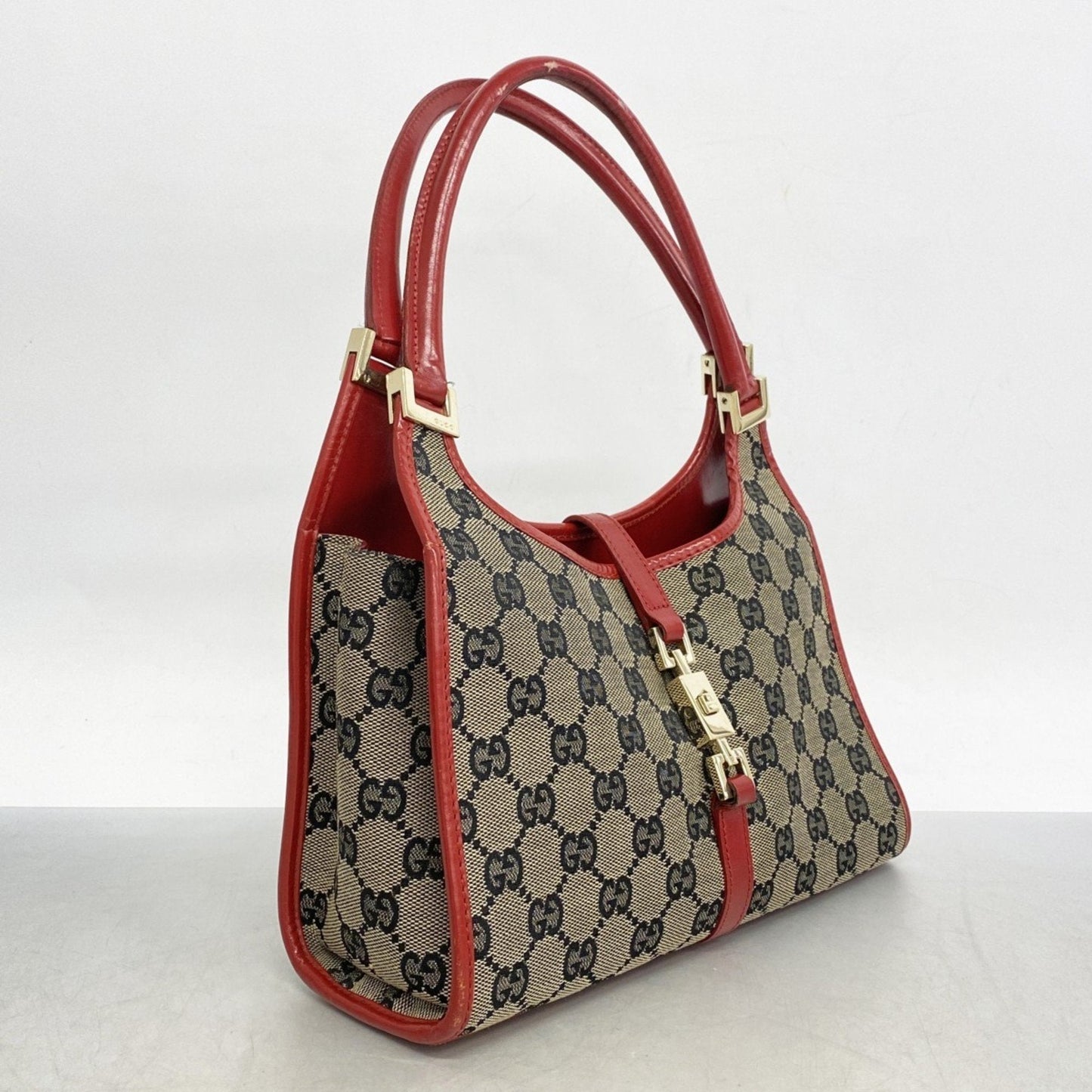 Gucci Black Red Color Canvas Handbag