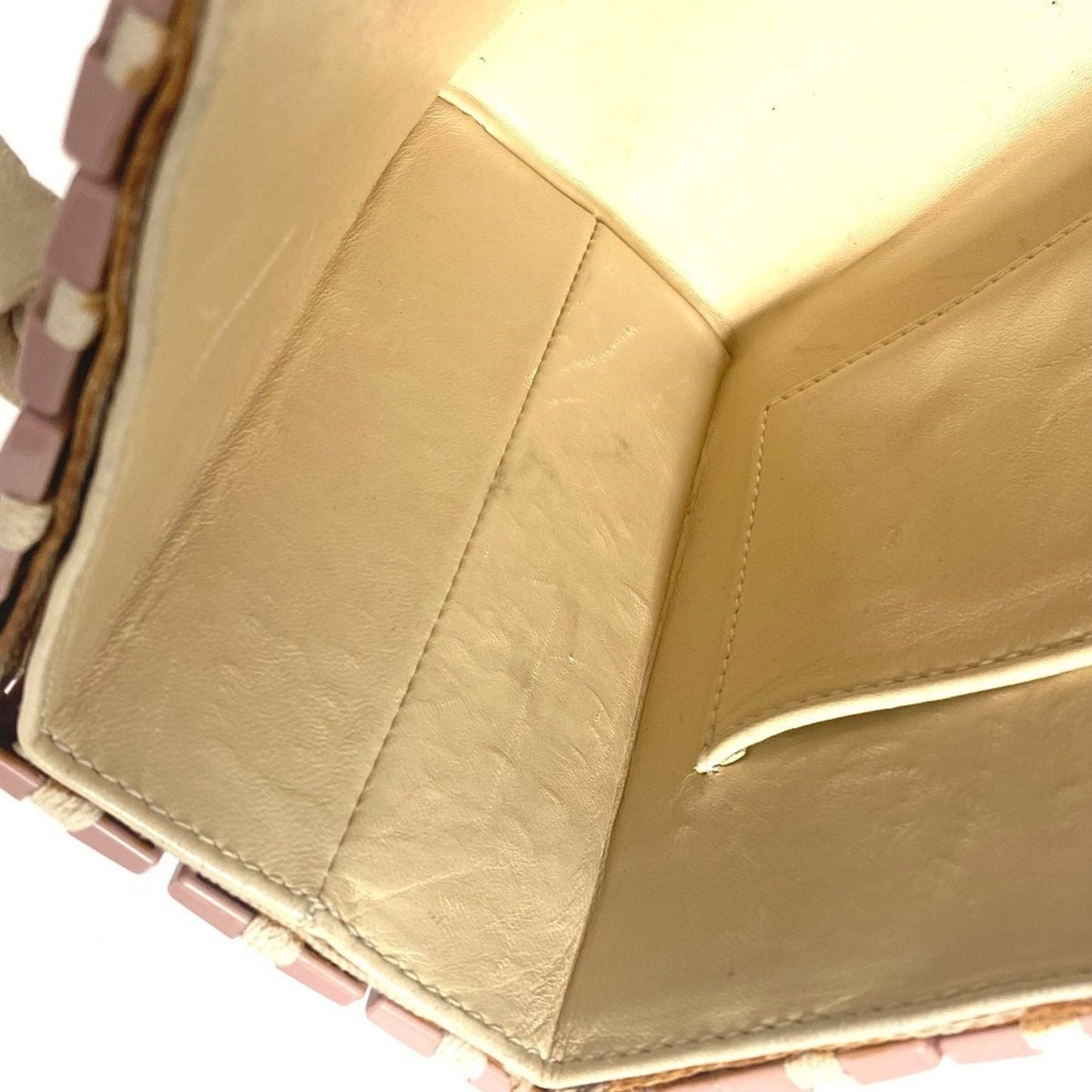 Chanel Pink White Leather Handbag Tote Bag