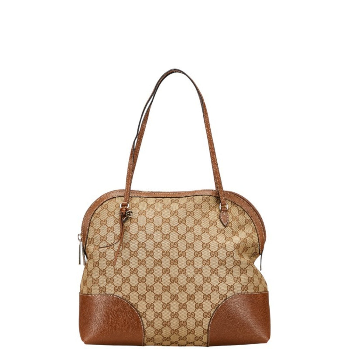 Gucci Gg Canvas Beige Brown Gg Canvas Leather Handbag Tote Bag