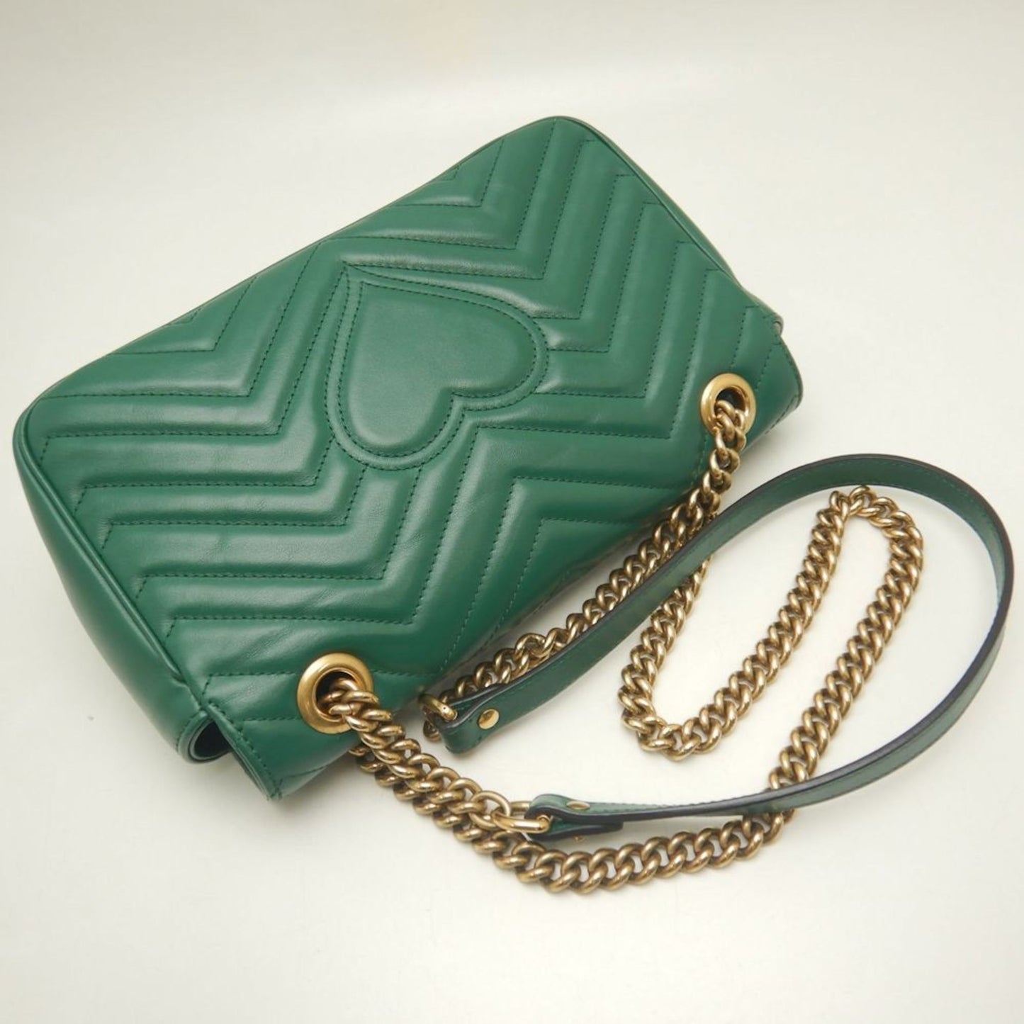 Gucci Gg Marmont Green Leather Shoulder Bag