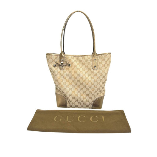 Gucci Beige Gg Canvas Handbag Tote Bag