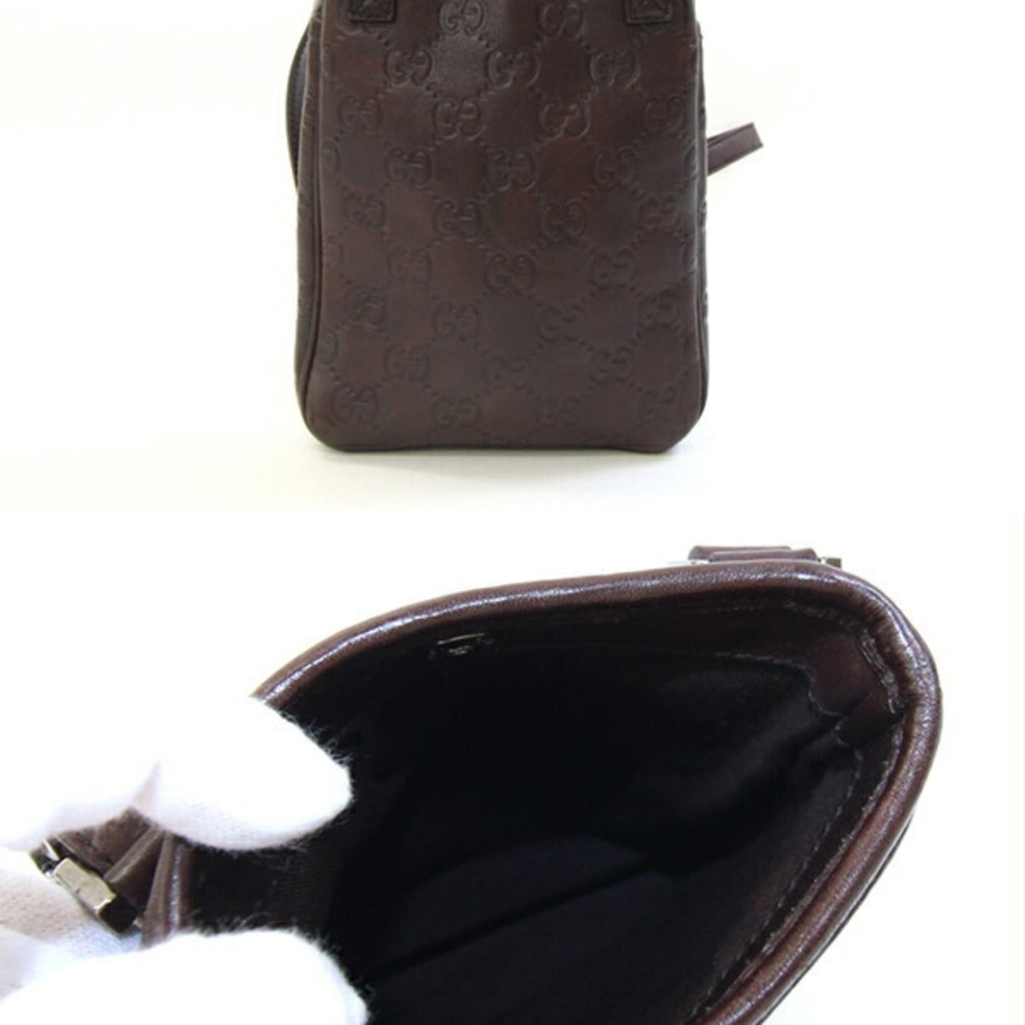 Gucci Dark Brown Leather Pochette Shoulder Bag