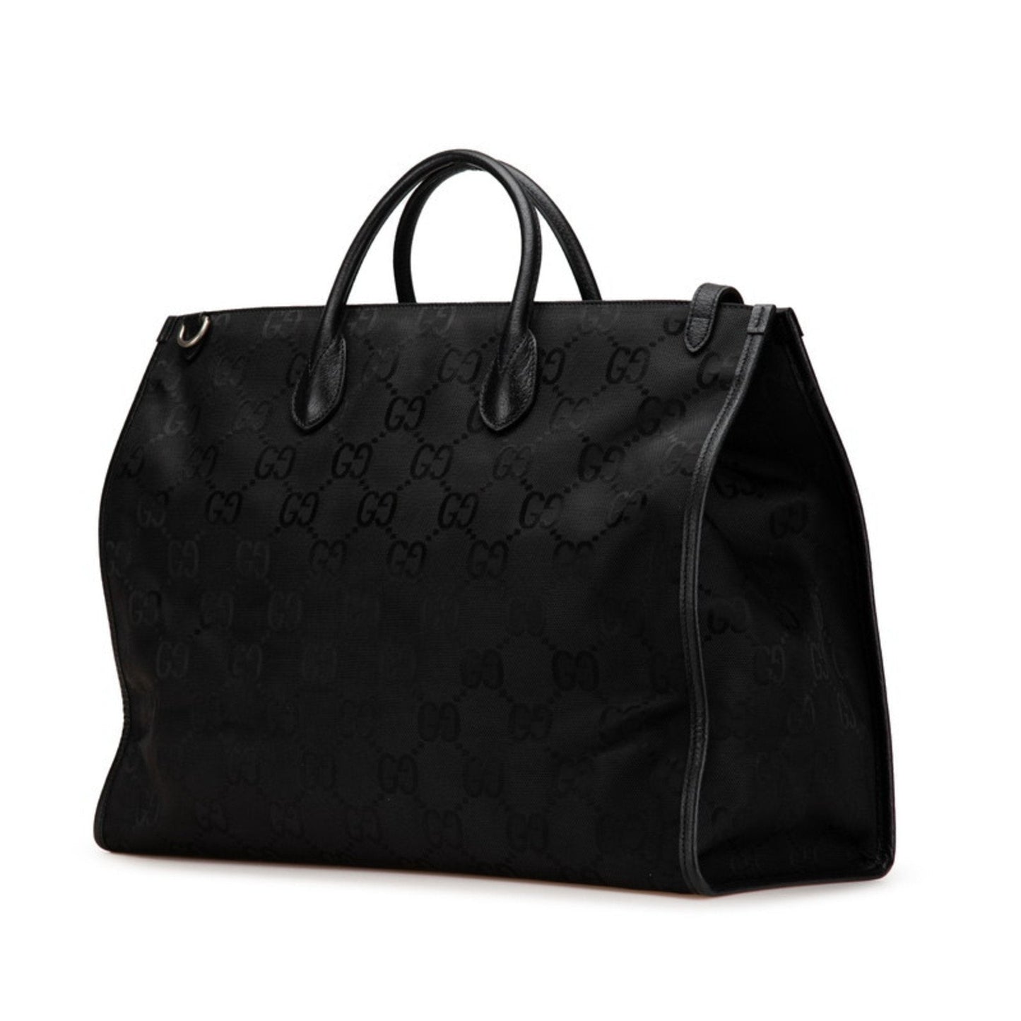 Gucci Black Nylon Leather Shoulder Bag Tote Bag