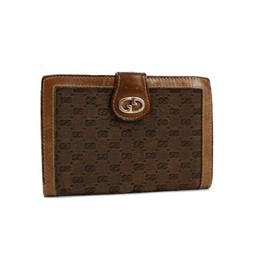 Gucci Brown Canvas Leather Wallet (Bi-Fold)