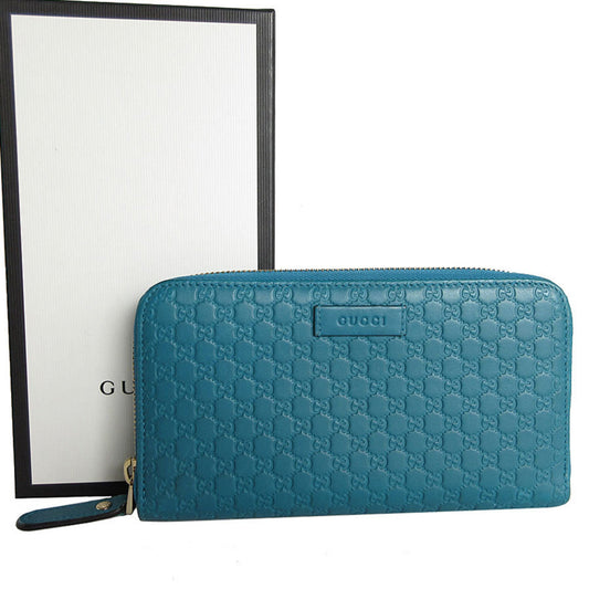 Gucci Blue Leather Long Wallet (Bi-Fold)