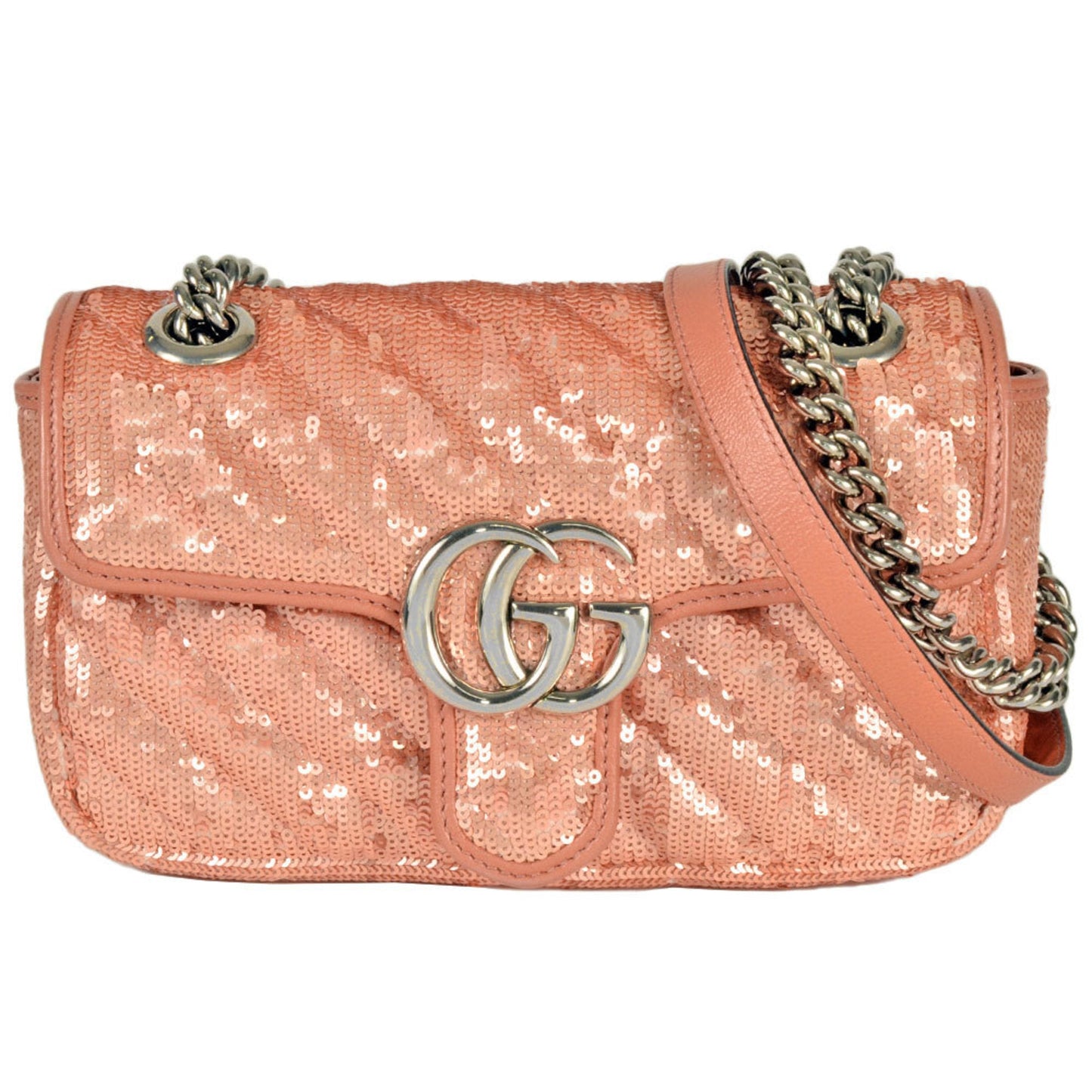 Gucci Pink Spangles Leather Shoulder Bag
