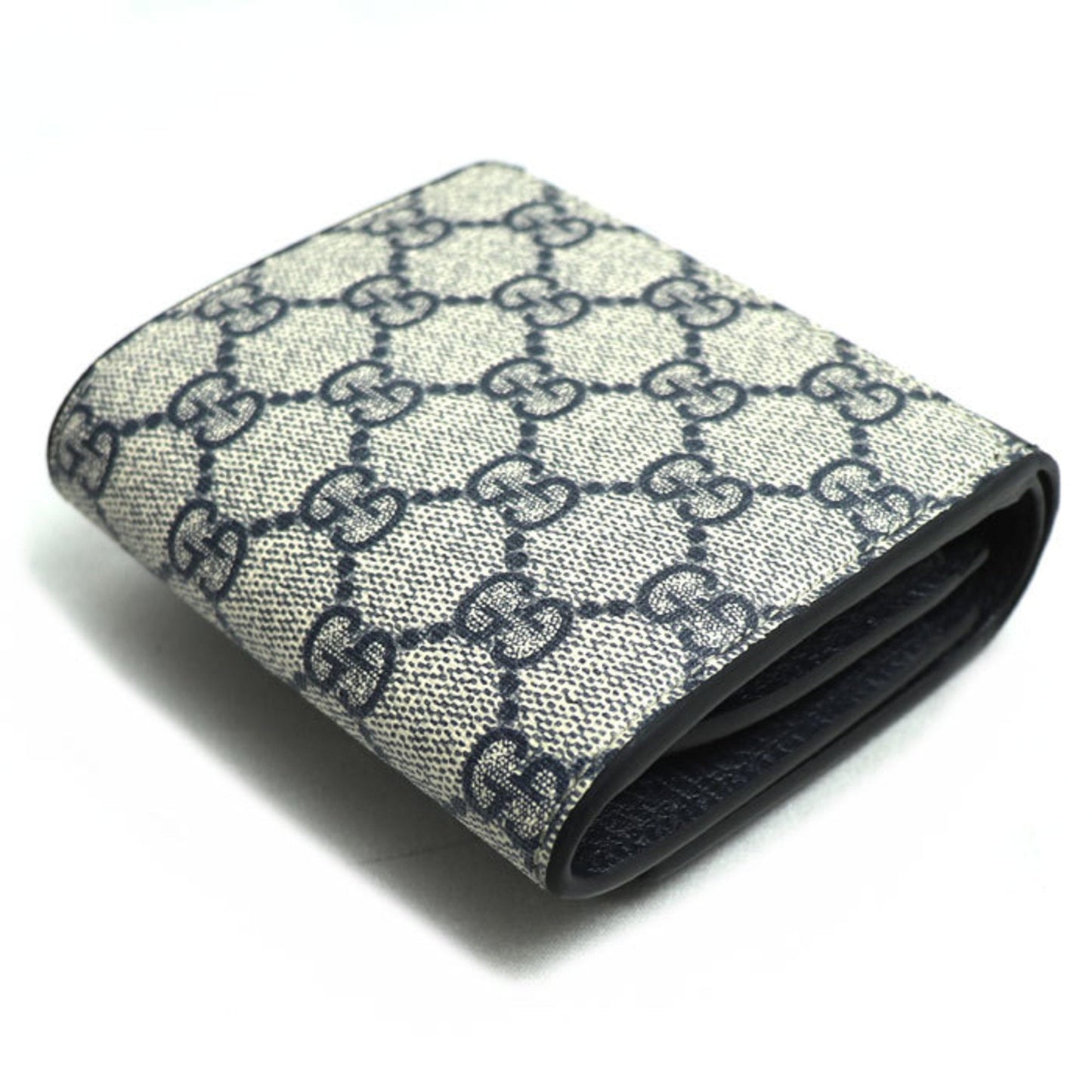Gucci Navy Leather Gg Supreme Wallet (Bi-Fold)