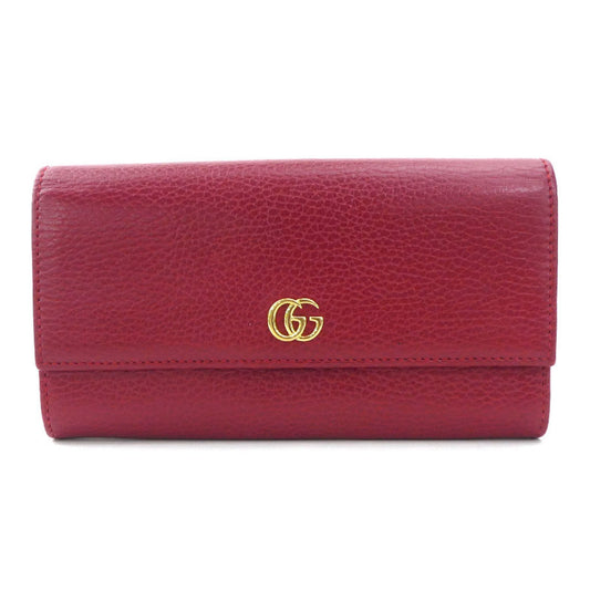 Gucci Red Color Leather Long Wallet (Bi-Fold)