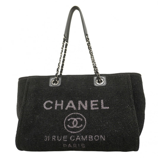 Chanel Black Tweed Tote Bag