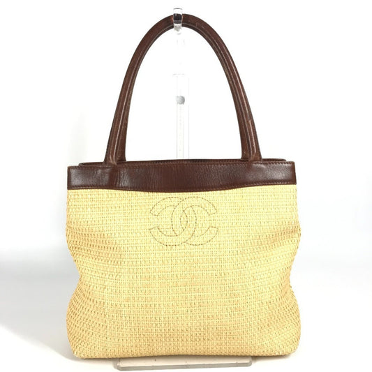 Chanel Beige Brown Raffia Shoulder Bag Tote Bag