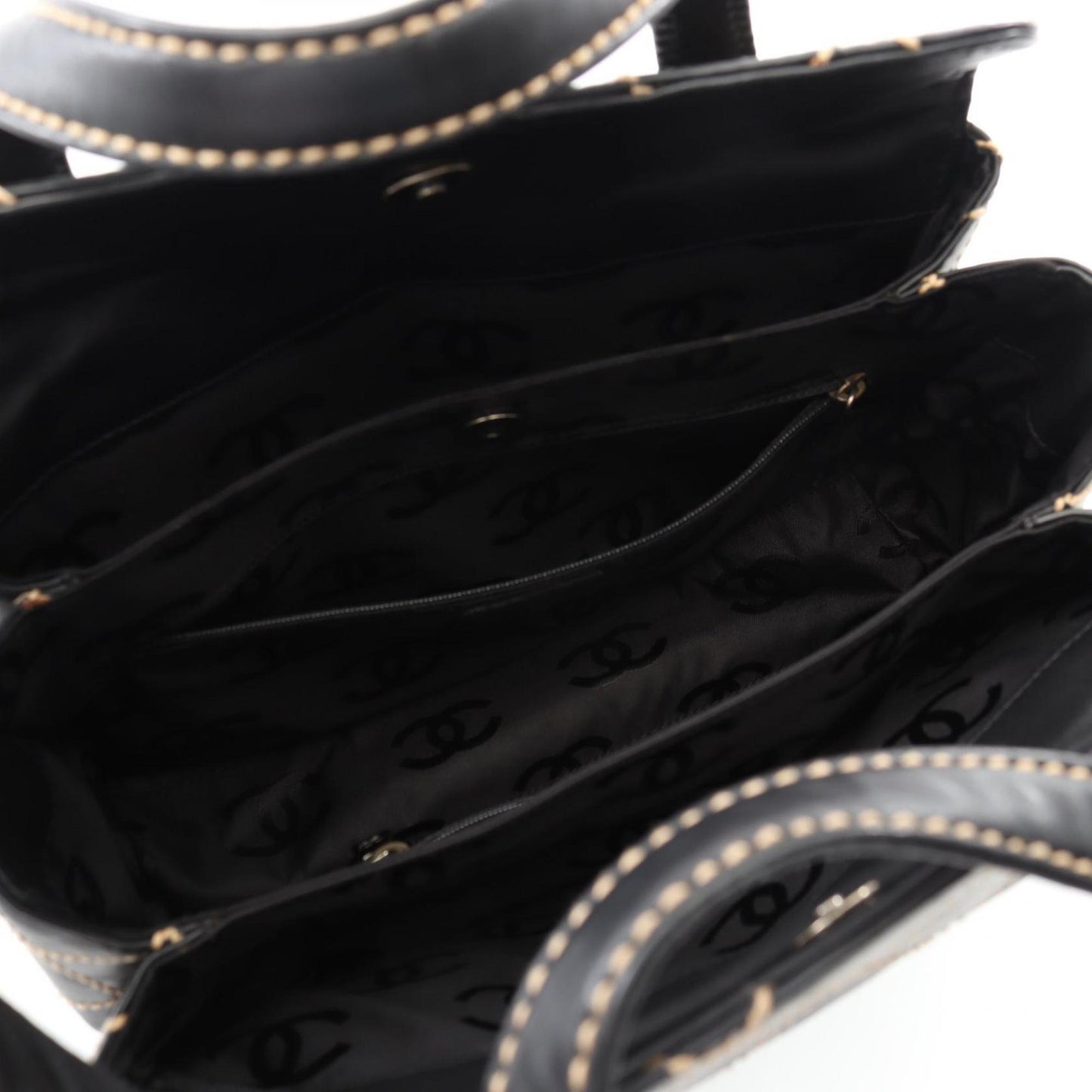 Chanel Wild Stitch Black Leather Tote Bag